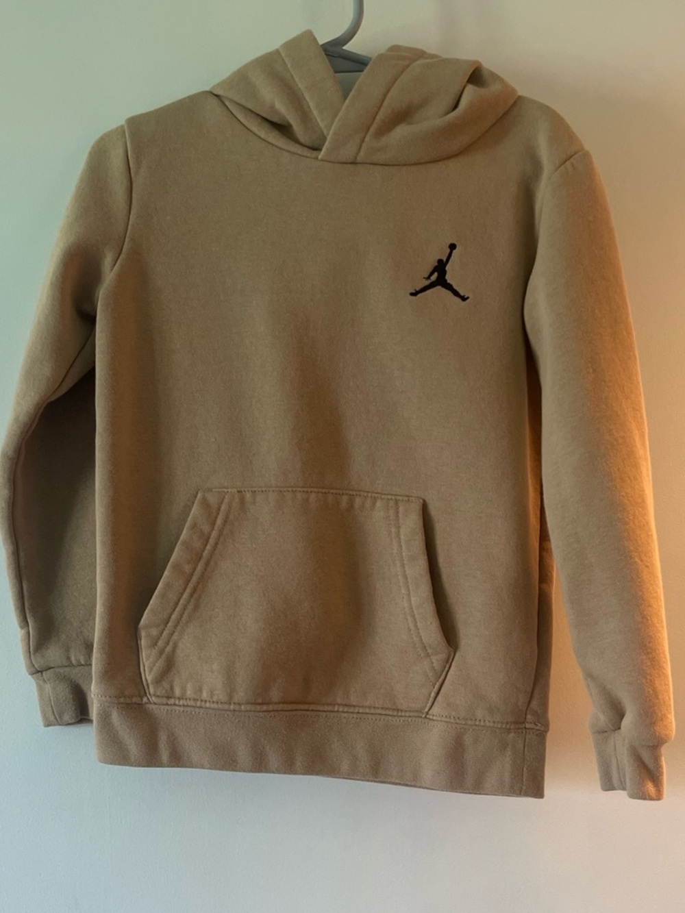 Jordan Beige Pullover Hoodie with Black Jumpman